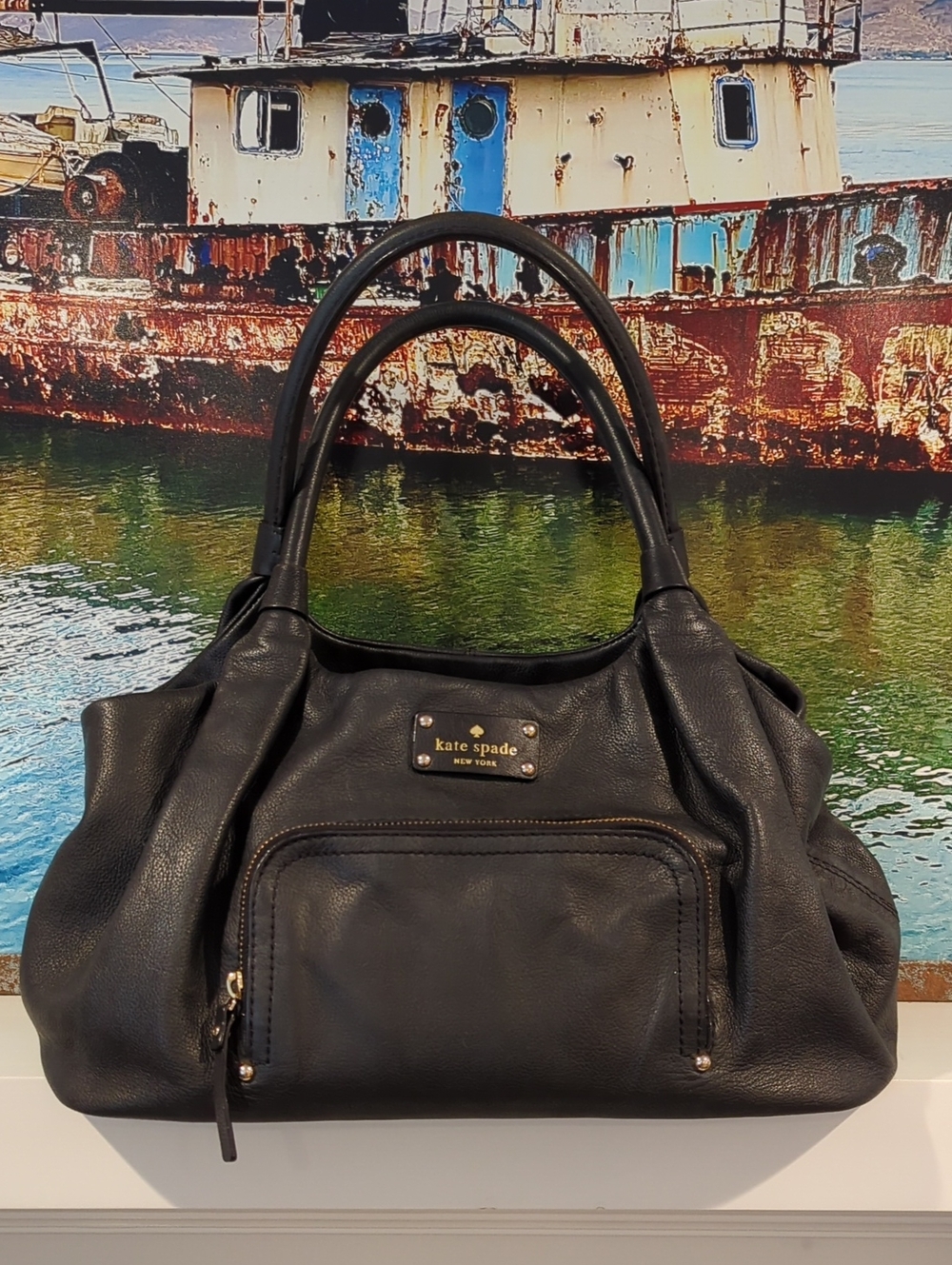 Kate Spade Baxter Street Stevie Bag In Black Leather